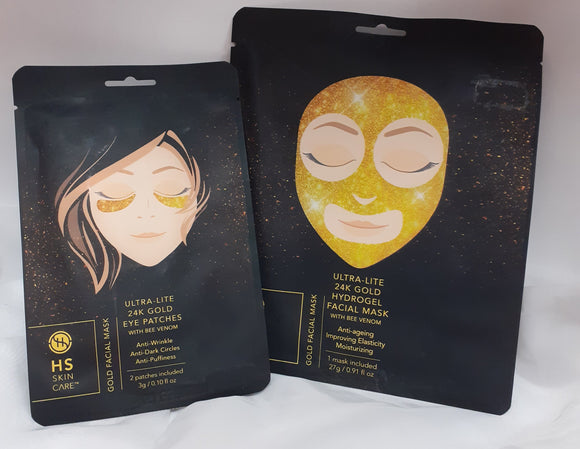 HS Ultra-Lite 24K Gold Hydrogel Facial Mask And Eye Patches With Bee Venom (duo pack)