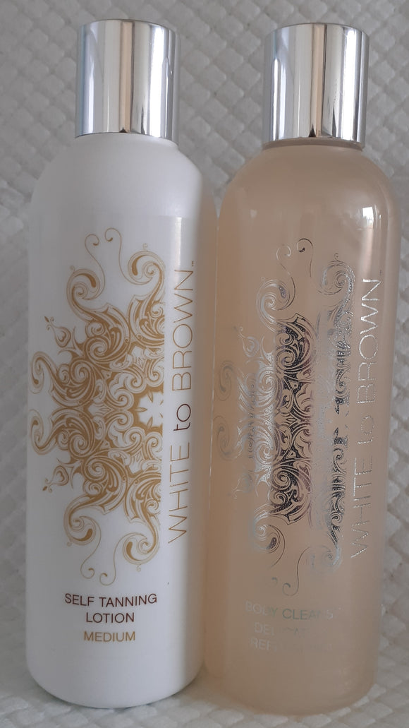 White To Brown Self Tanning Lotion  and Cleanser Medium | LA Image