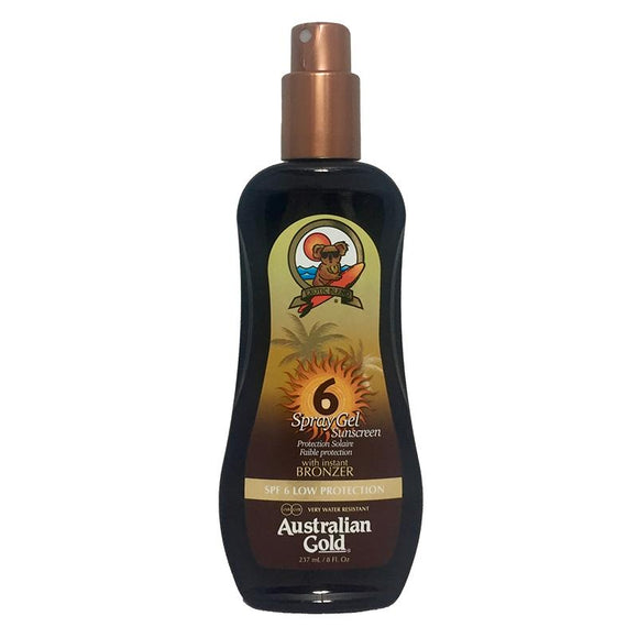 Australian Gold Spray Gel Sunscreen SPF6 With Instant Bronzer | LA ImageAustralian Gold Spray Gel Sunscreen SPF6 Instant Bronzer | L.A. Image