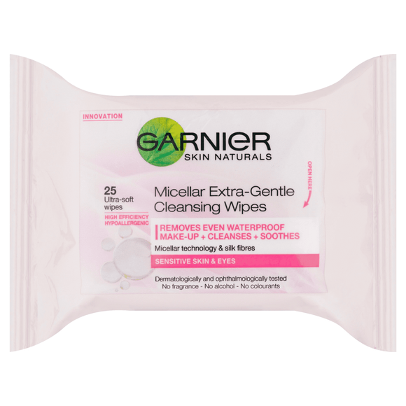 Garnier Micellar Extra Gentle Cleansing Wipes x25 | LA Image